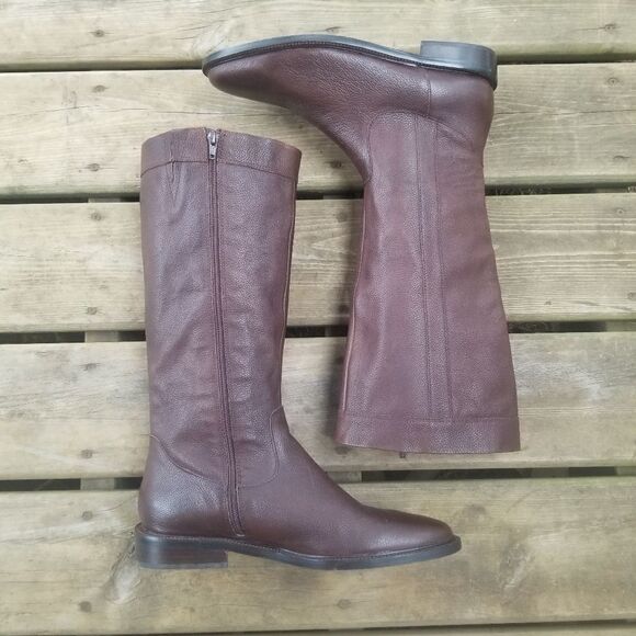 Vintage 90s y2k Eddie Bauer High Definition Brown Leather Equestrian Tall Boots - Picture 6 of 10